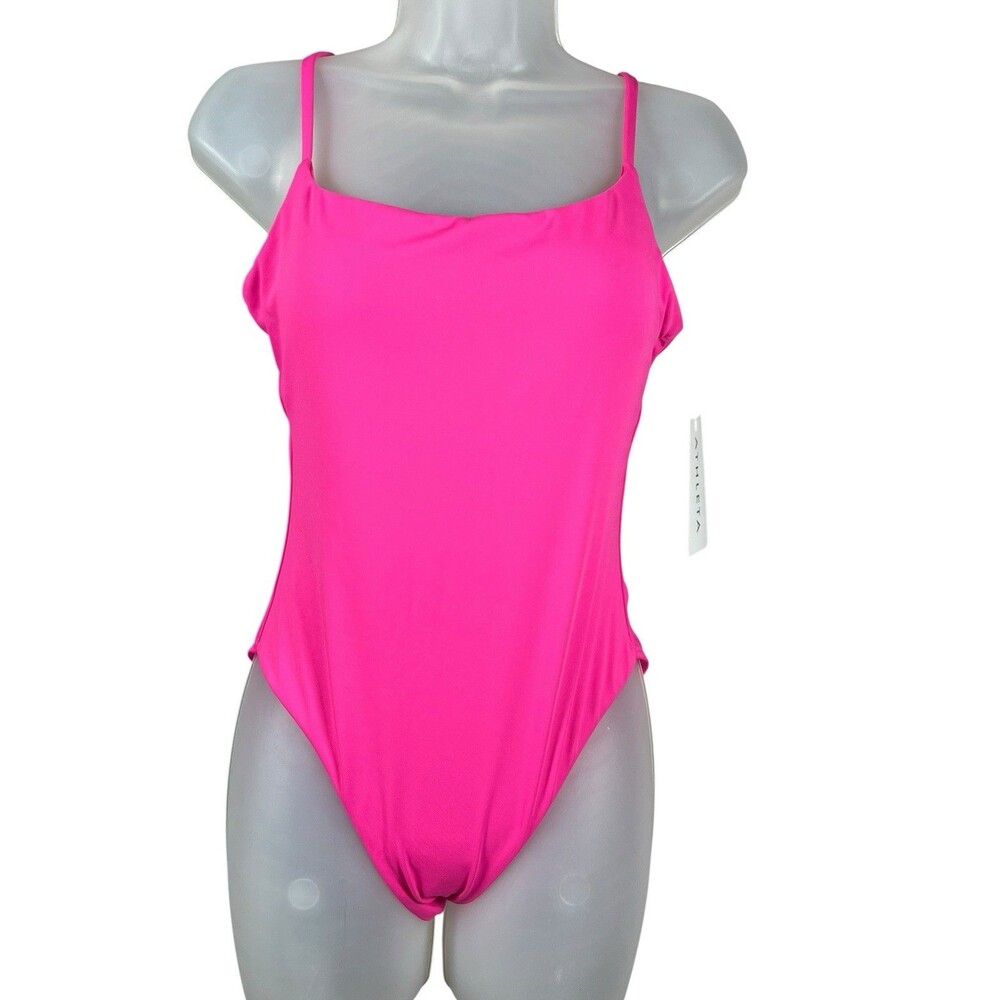 Athleta Scoop One Piece Swimsuit Small‎ Pink NWT Recycled Stretch UPF 40 Beach